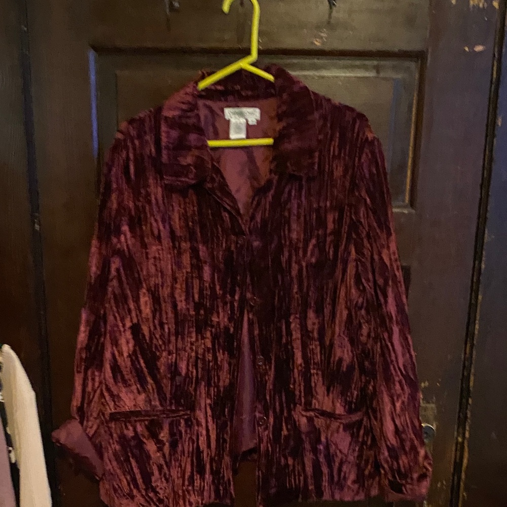 Coldwater Creek Rich Burgundy Velvet Jacket